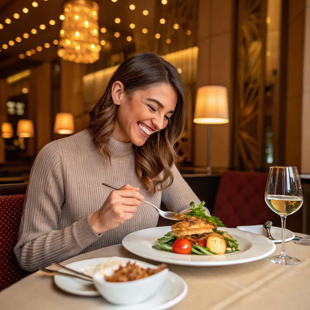 Content customer enjoying a meal